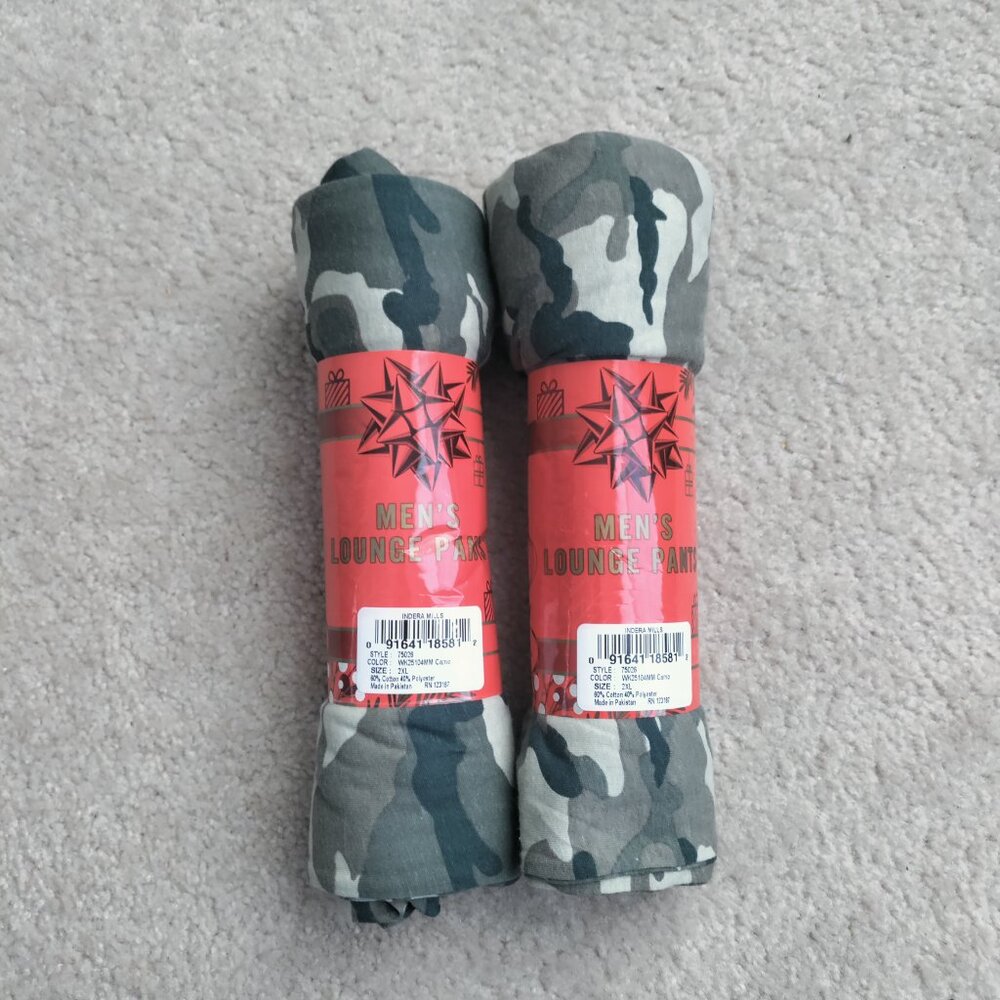 New (2) 2XL Indera Mills Camo Lounge Pants